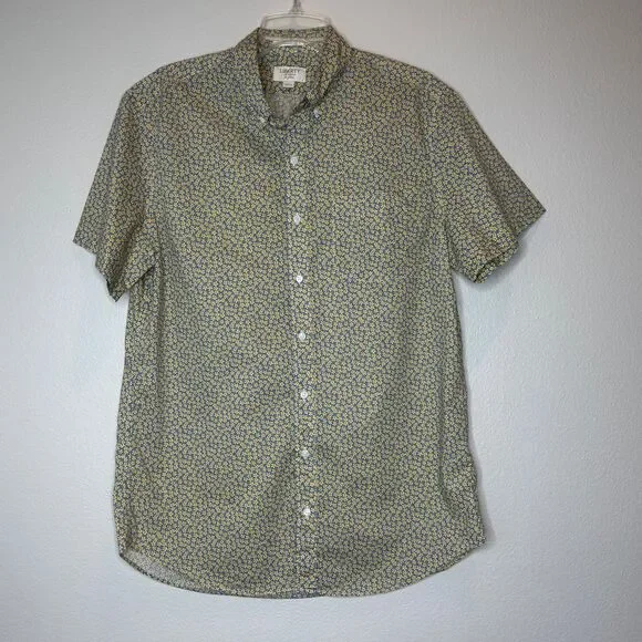 LIBERTY ARTS FABRICS J. CREW Mens Short Sleeve Button Up Shirt LT LG TALL Floral - Picture 1 of 8